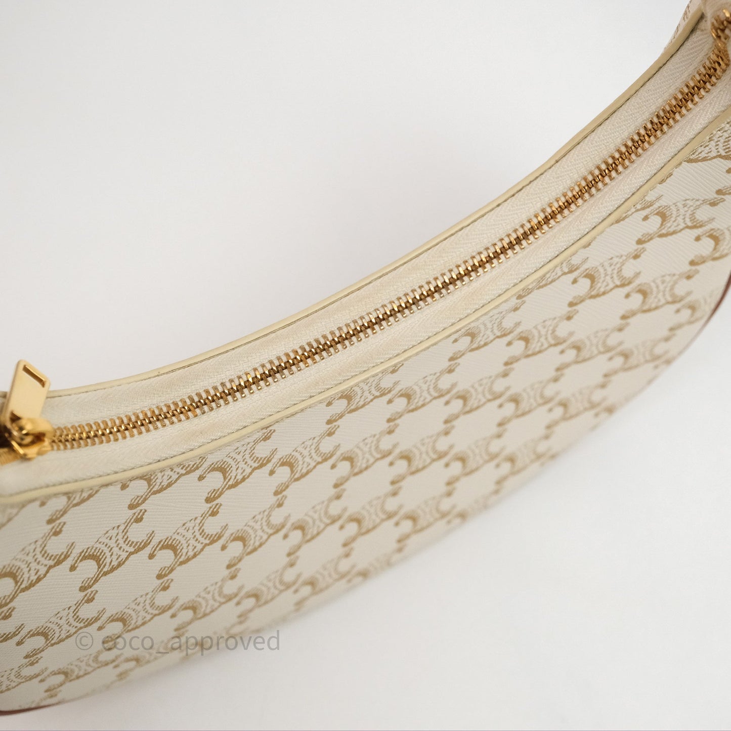 Celine Ava Bag In Triomphe Canvas Calfskin White