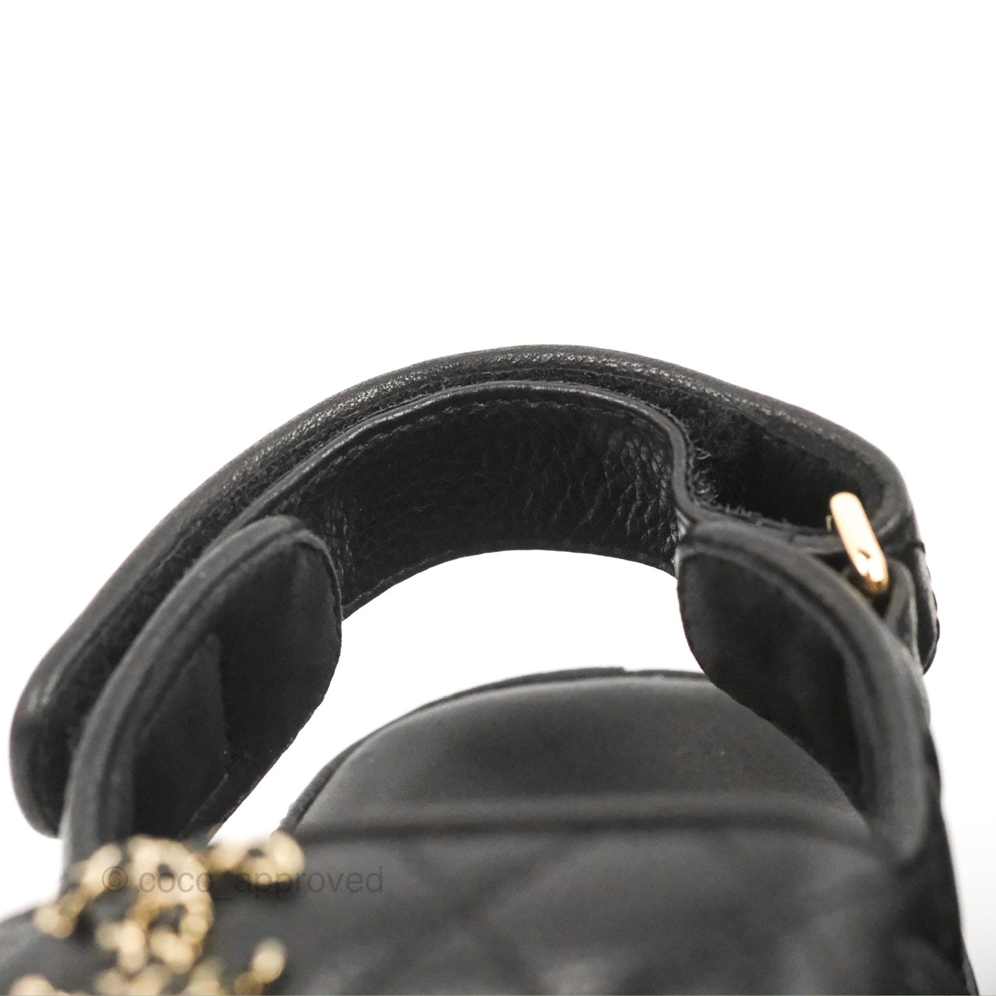 Chanel CC Slide Strap Flat Dad Sandals Black Size 37