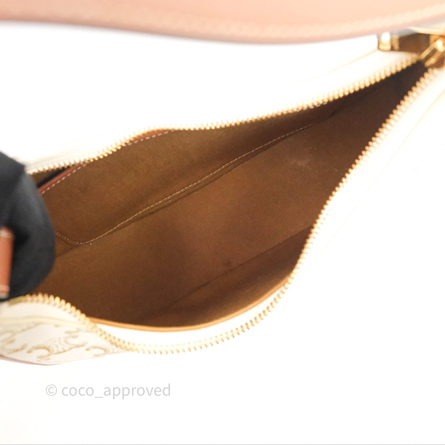 Celine Ava Bag In Triomphe Canvas Calfskin White