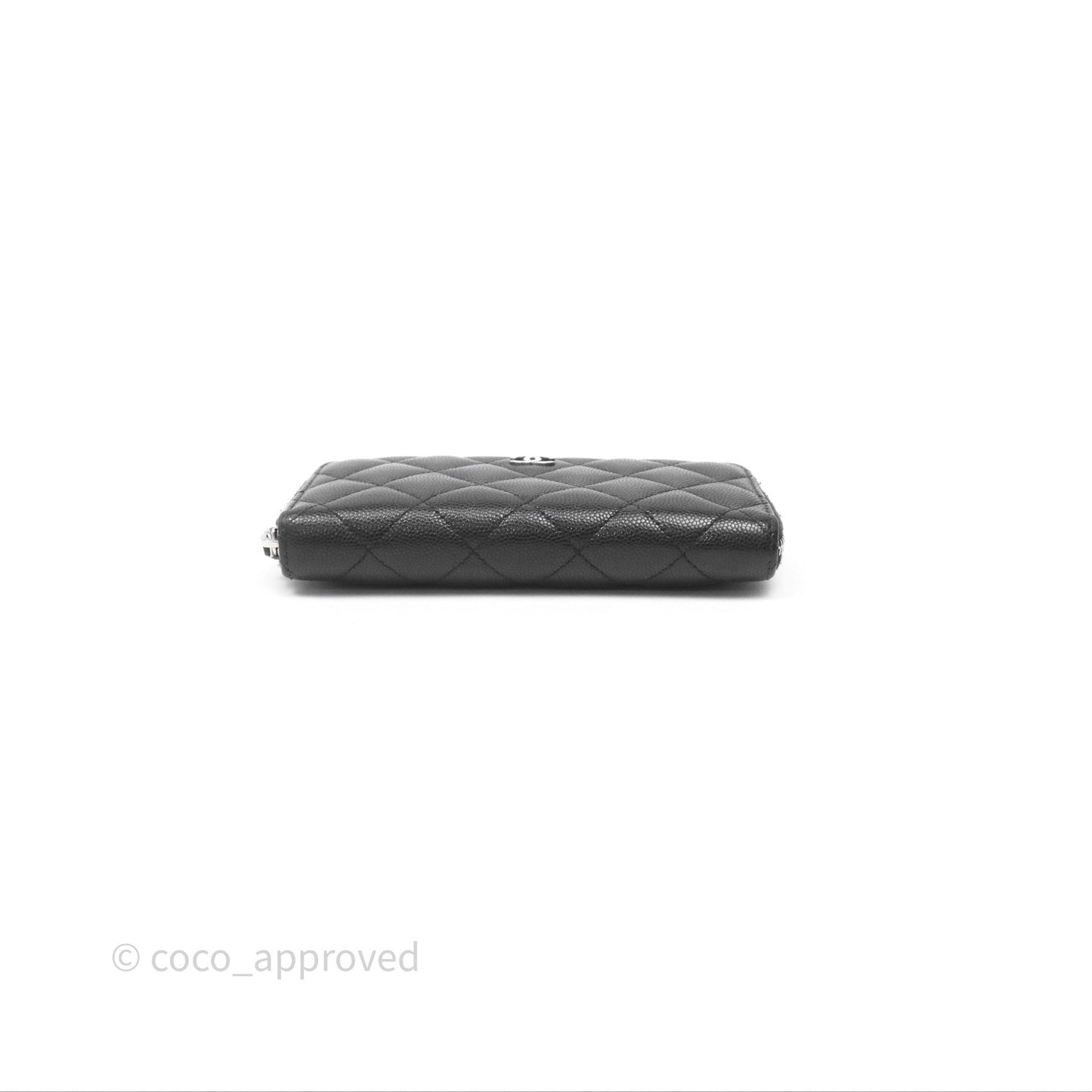 Chanel Quilted Zip Medium Wallet Black Caviar Silver Hardware
