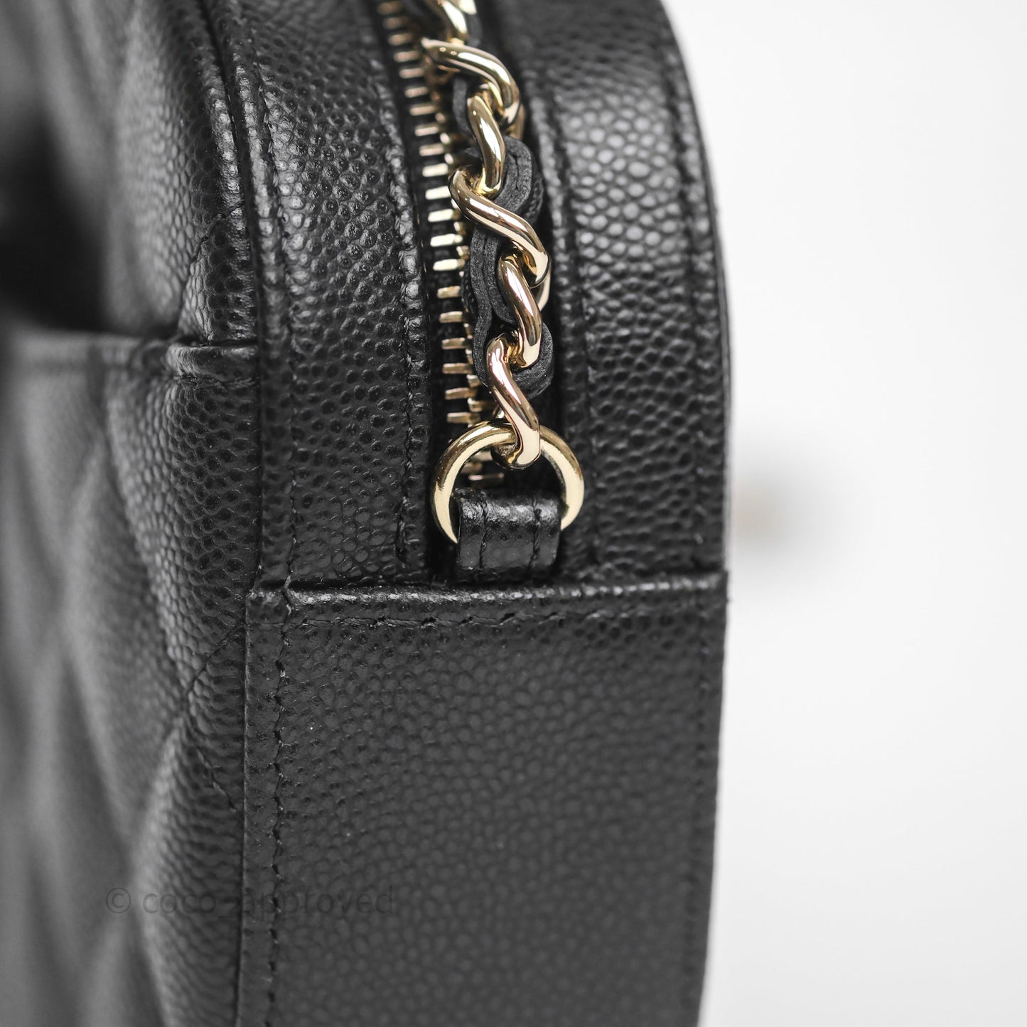 Chanel Mini Camera Bag with Chain Black Caviar Gold Hardware 24S