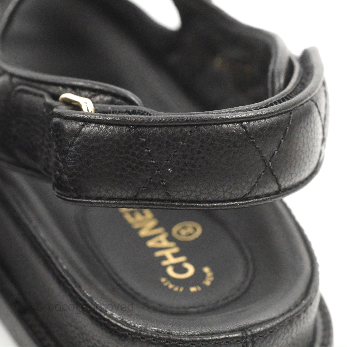 Chanel CC Slide Strap Flat Dad Sandals Black Size 37
