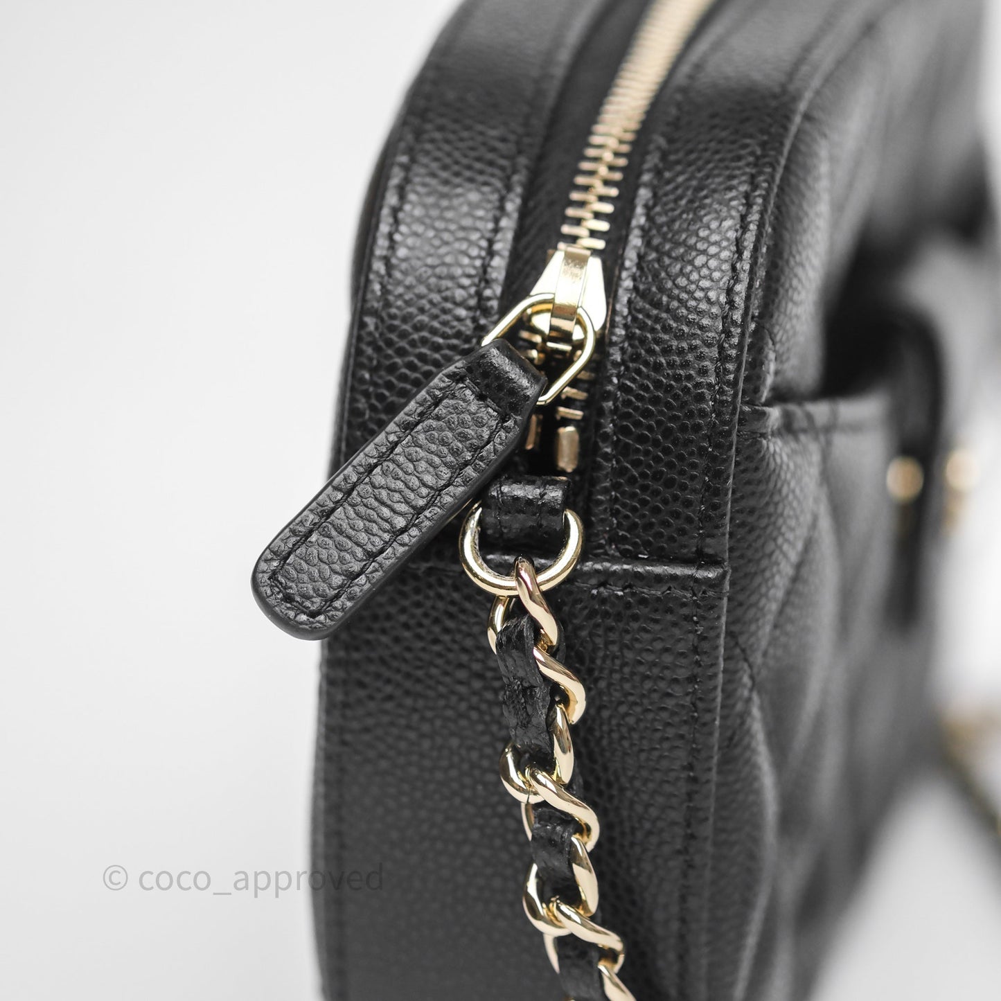 Chanel Mini Camera Bag with Chain Black Caviar Gold Hardware 24S