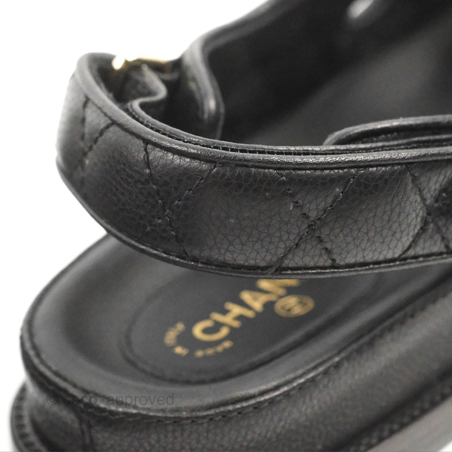Chanel CC Slide Strap Flat Dad Sandals Black Size 37