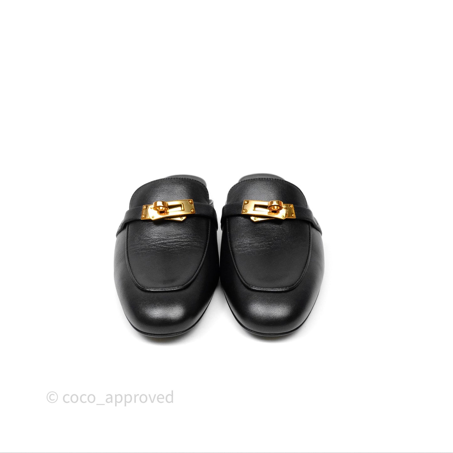 Hermès Oz Mules Black Calfskin Rose Gold Hardware Size 36.5