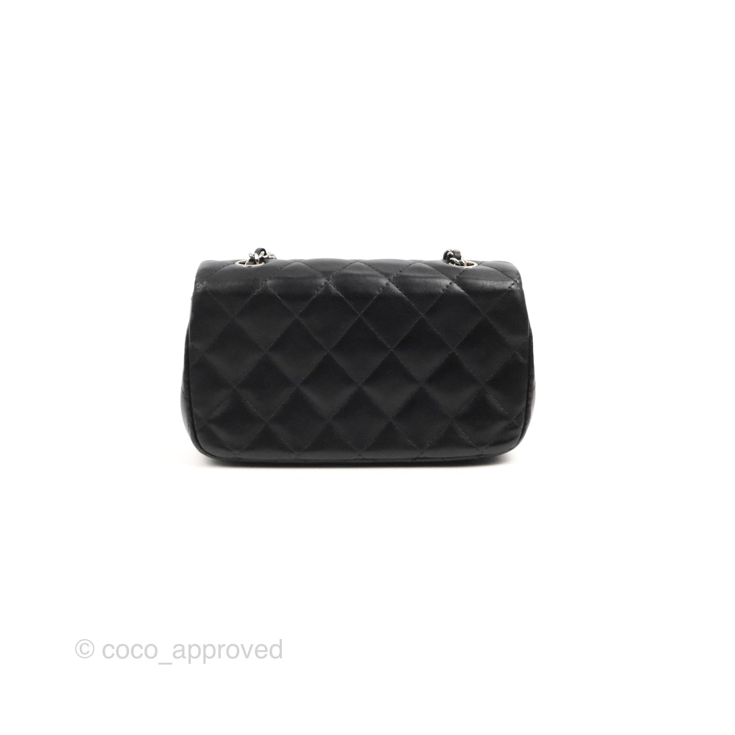 Chanel Quilted Extra Mini Rectangular Flap Black Calfskin Silver Hardware
