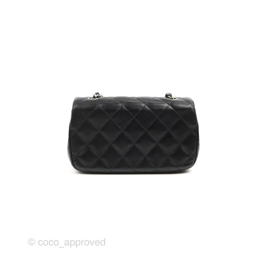 Chanel Quilted Extra Mini Rectangular Flap Black Calfskin Silver Hardware