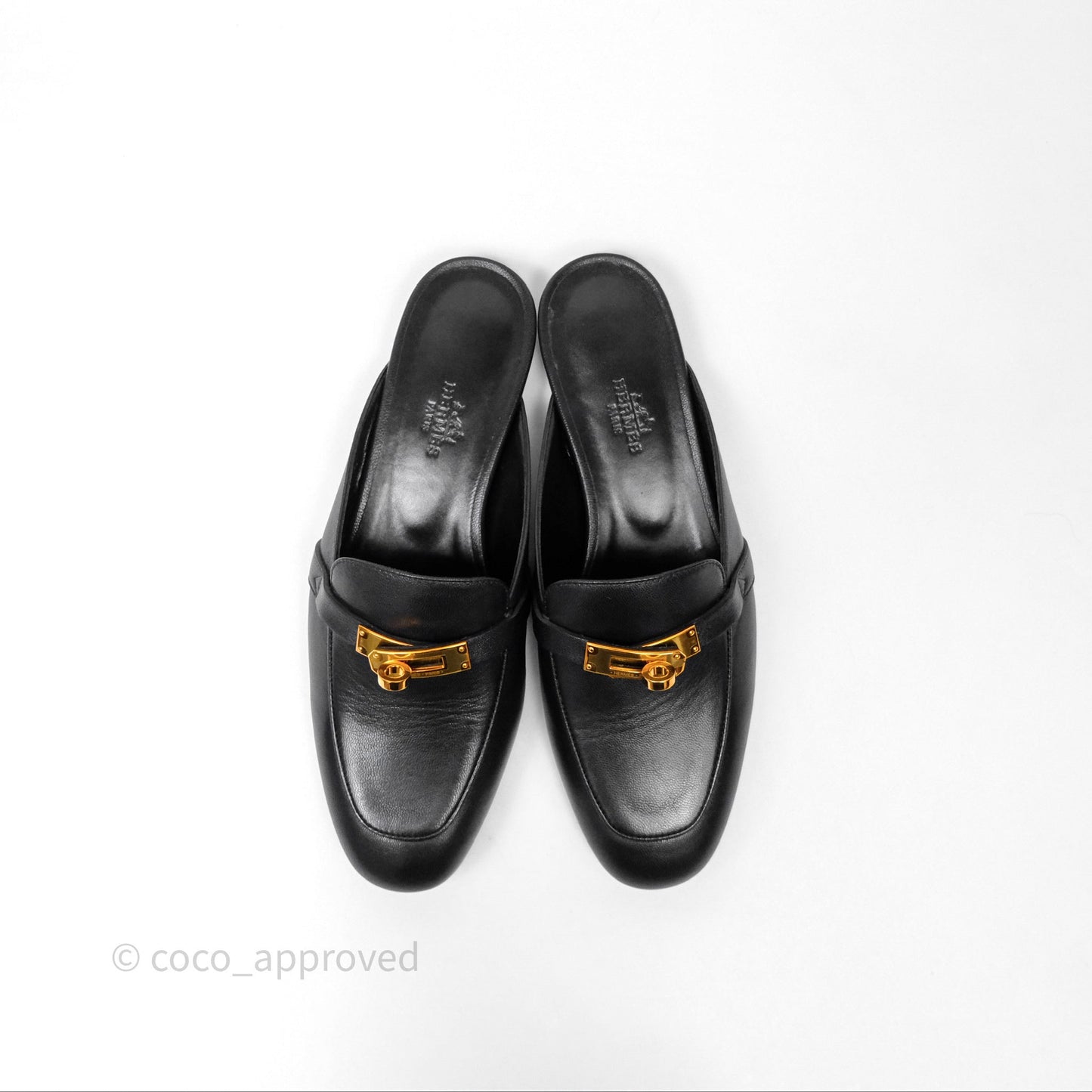Hermès Oz Mules Black Calfskin Rose Gold Hardware Size 36.5