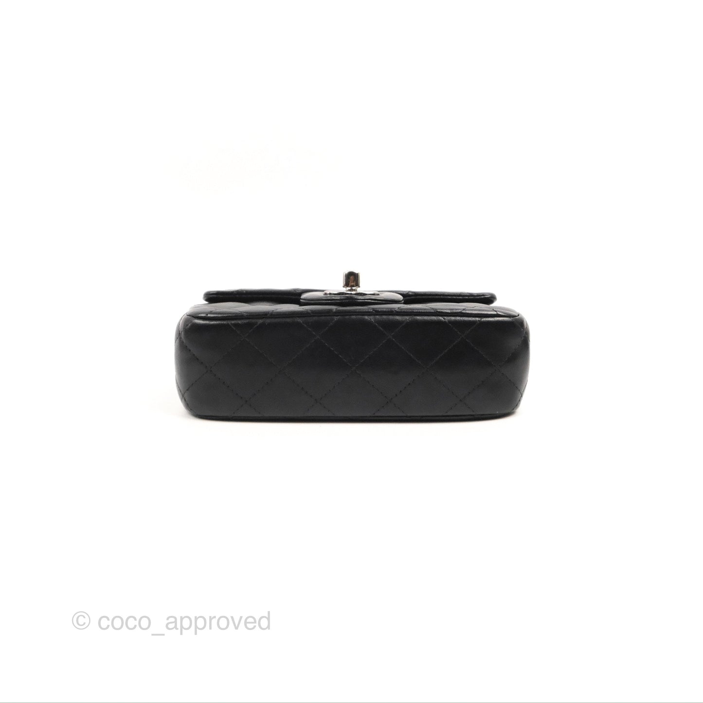 Chanel Quilted Extra Mini Rectangular Flap Black Calfskin Silver Hardware