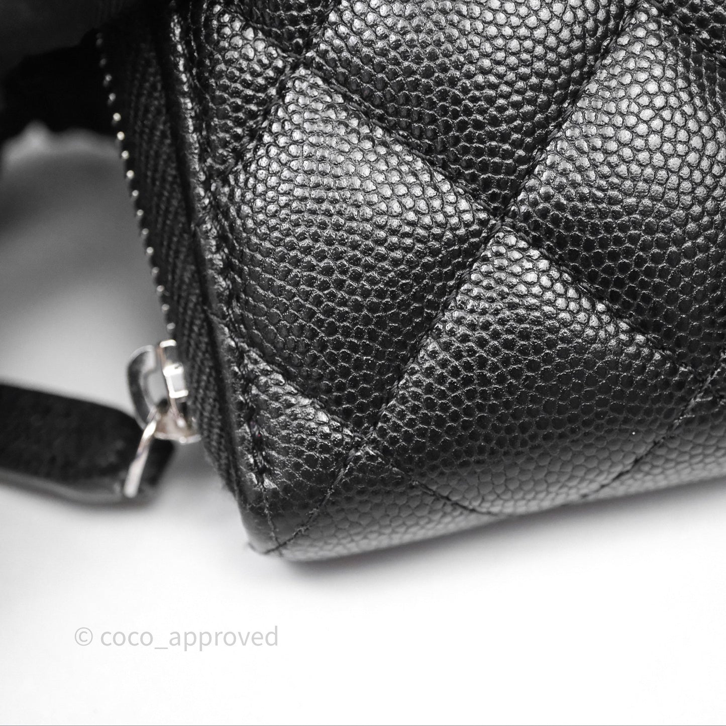 Chanel Quilted Zip Medium Wallet Black Caviar Silver Hardware