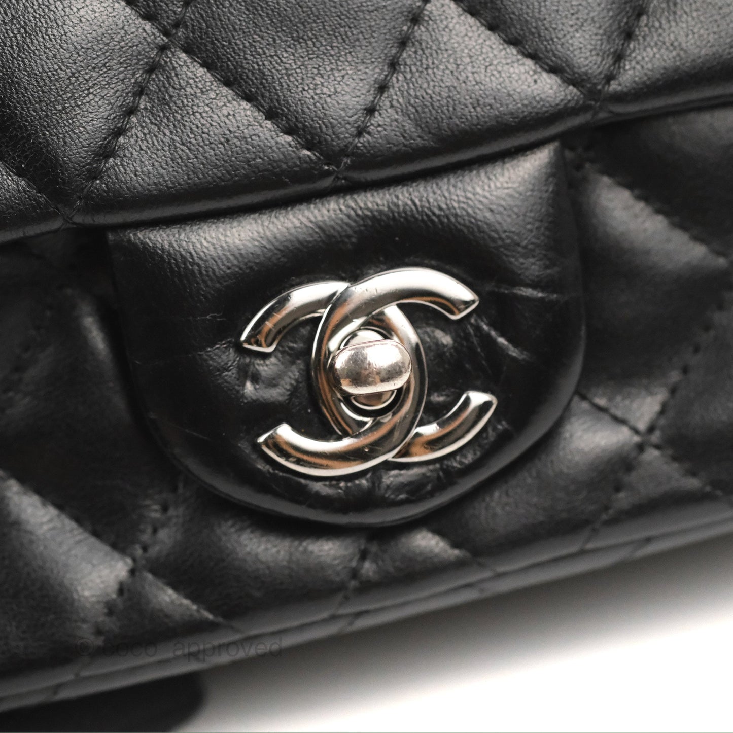 Chanel Quilted Extra Mini Rectangular Flap Black Calfskin Silver Hardware