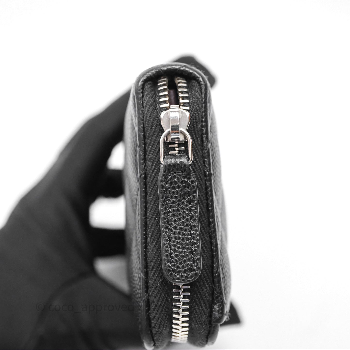 Chanel Quilted Zip Medium Wallet Black Caviar Silver Hardware