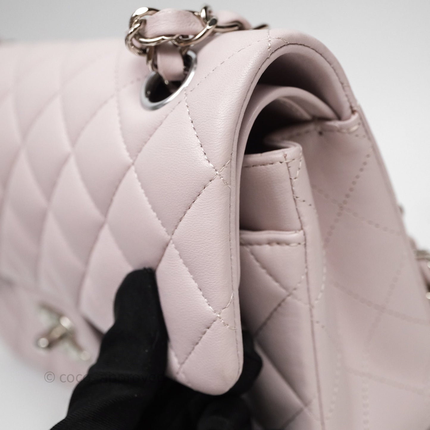 Chanel Small Classic Quilted Flap Lilac Lambskin Silver Hardware