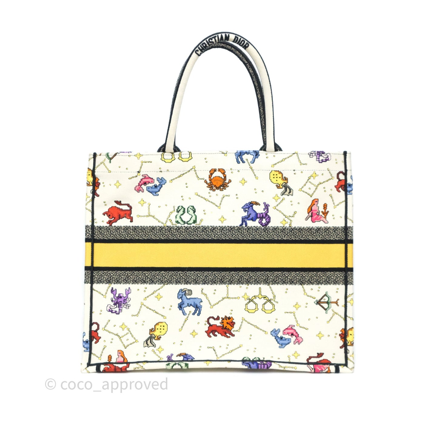 Christian Dior Large Pixel Zodiac Book Tote Bag White