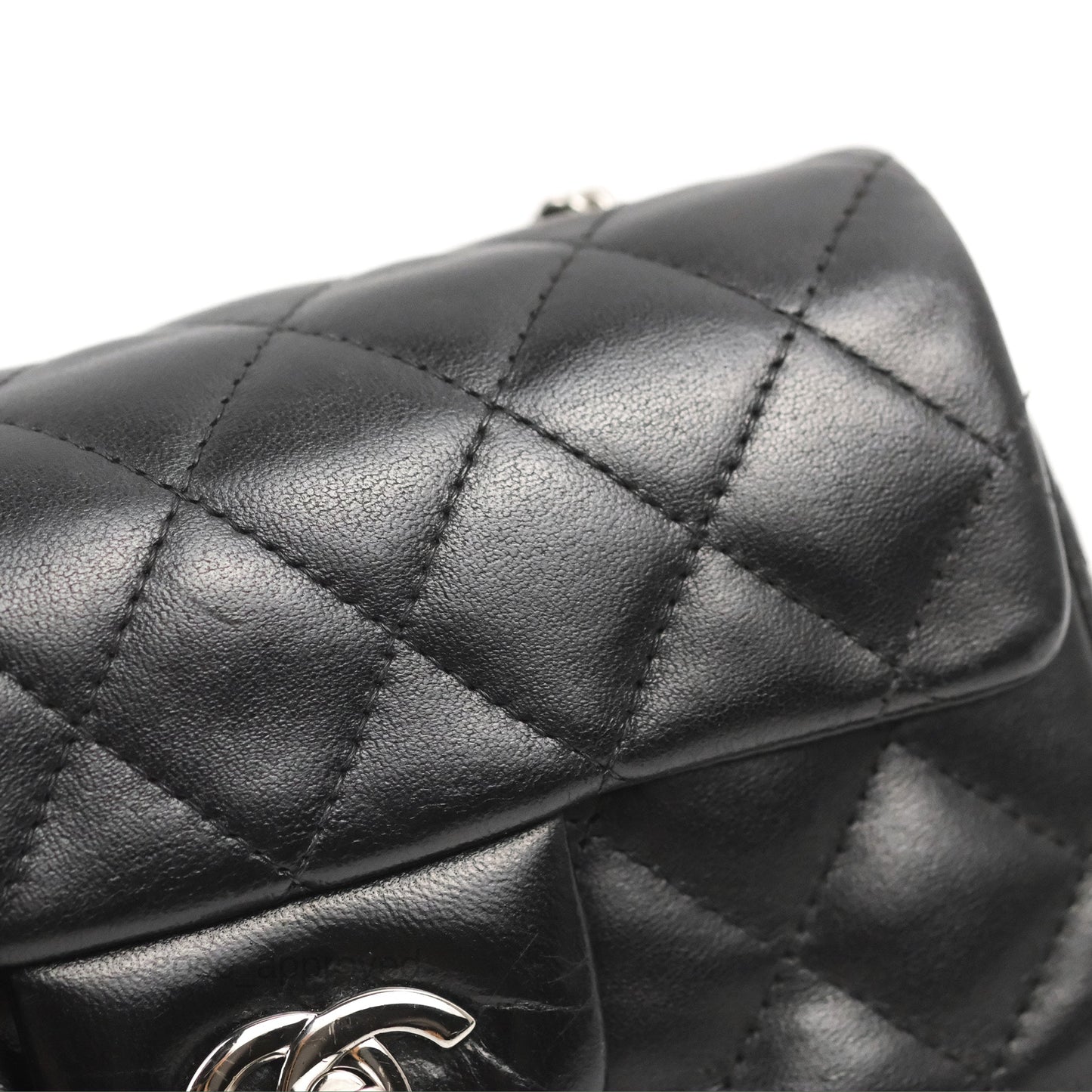 Chanel Quilted Extra Mini Rectangular Flap Black Calfskin Silver Hardware