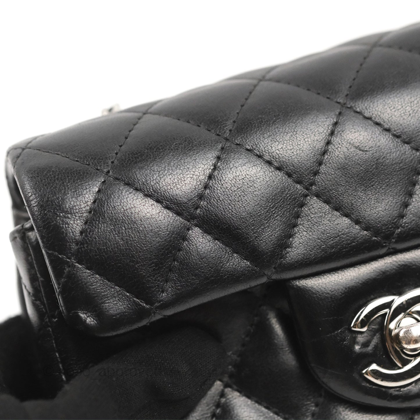 Chanel Quilted Extra Mini Rectangular Flap Black Calfskin Silver Hardware