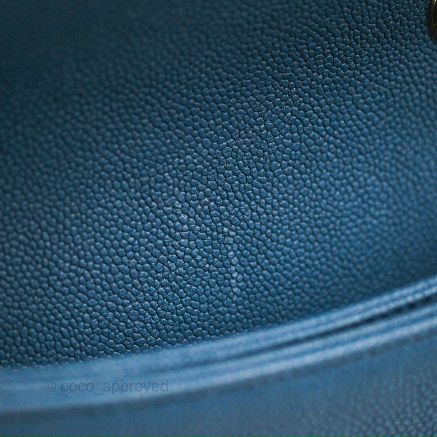 Chanel Medium CC Cuba Flap Bag Blue Caviar Silver Hardware