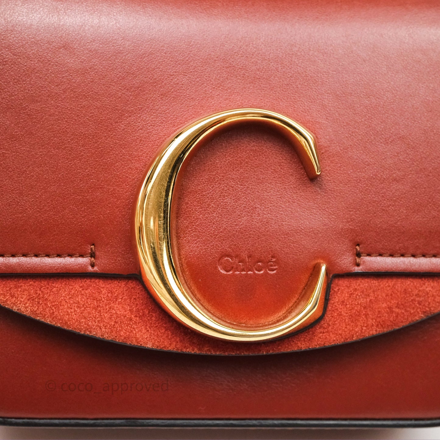 Chloé Mini C Bag Sepia Brown Shiny/Suede Calfskin
