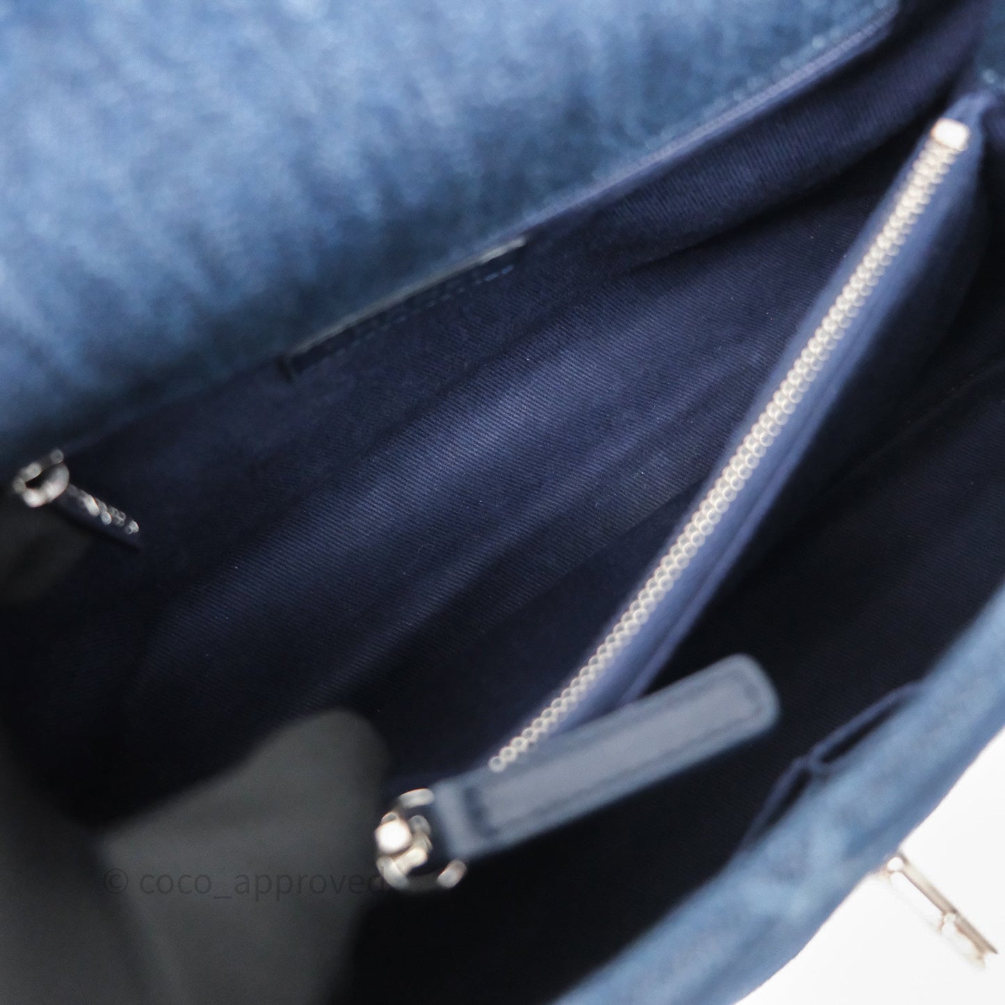 Chanel Medium Quilted Coco Handle Flap Denim Silver Hardware