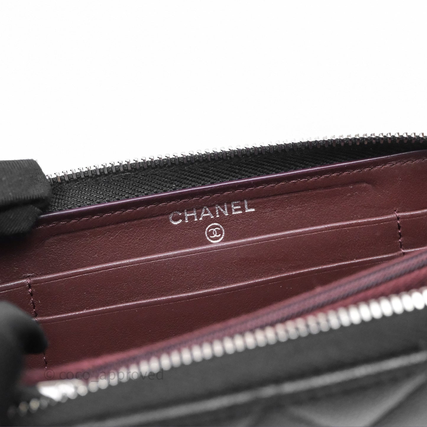 Chanel Quilted Zip Medium Wallet Black Caviar Silver Hardware