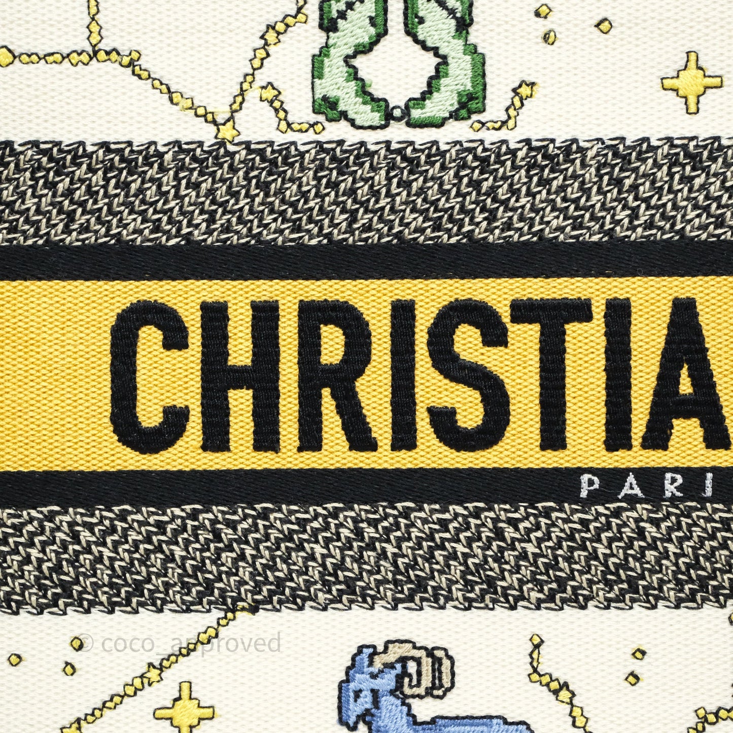 Christian Dior Large Pixel Zodiac Book Tote Bag White