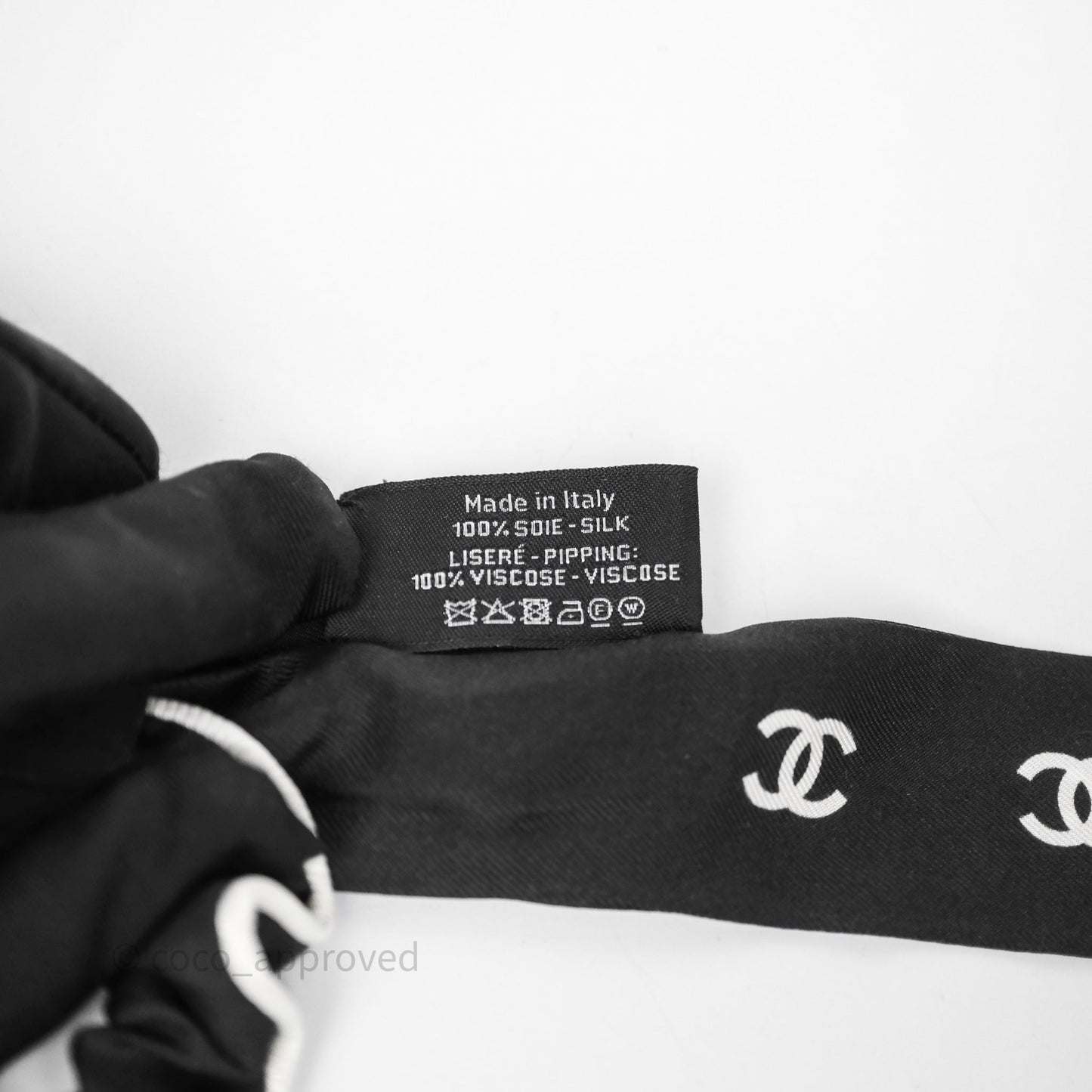 Chanel Logo Bow Silk Hair Accessory Black