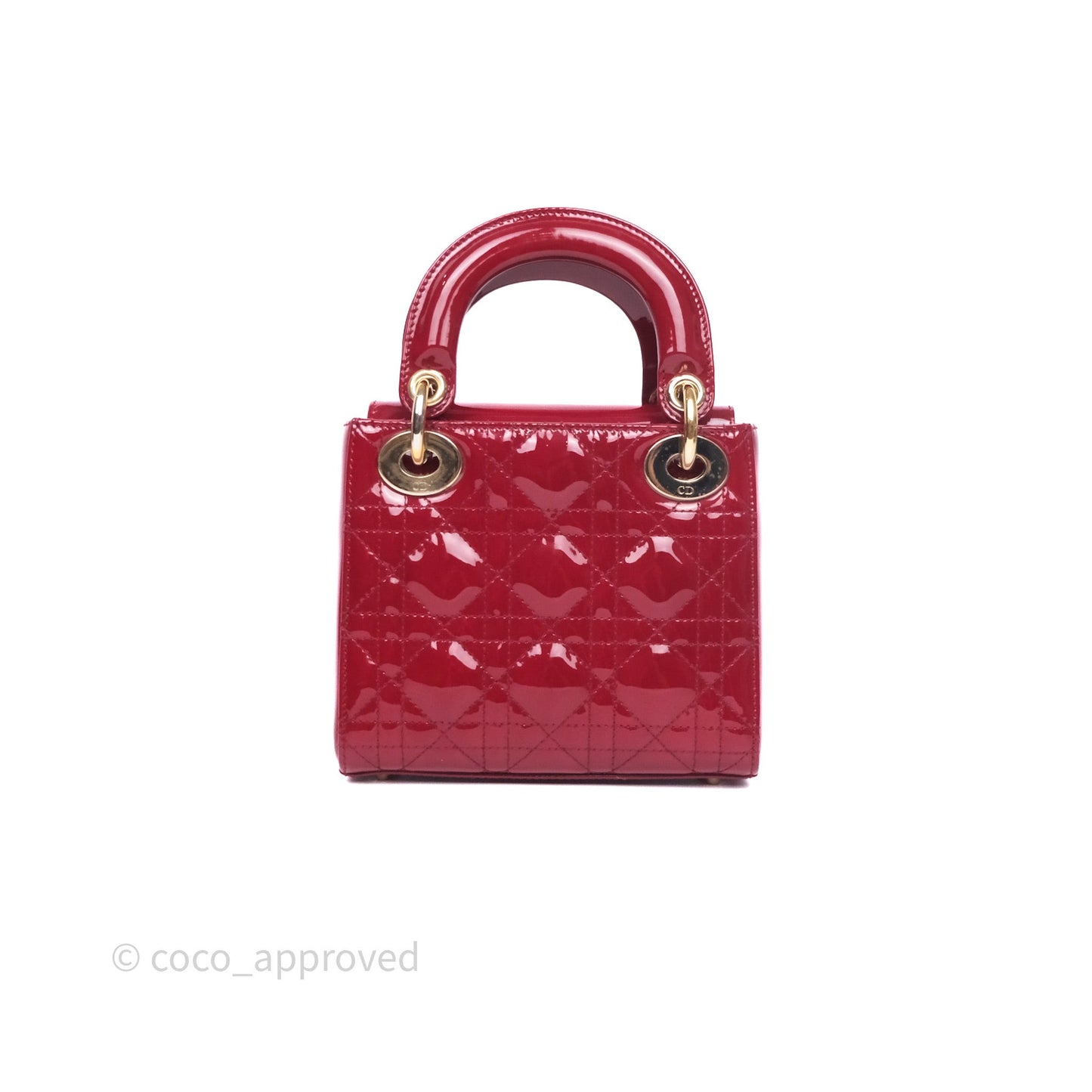 Dior Mini Lady Dior Red Cannage Patent Gold Hardware