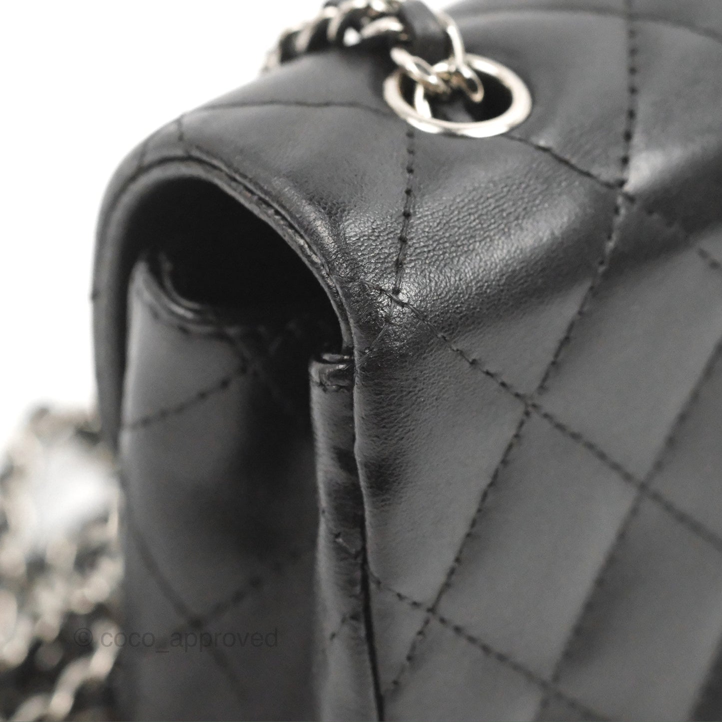 Chanel Quilted Extra Mini Rectangular Flap Black Calfskin Silver Hardware