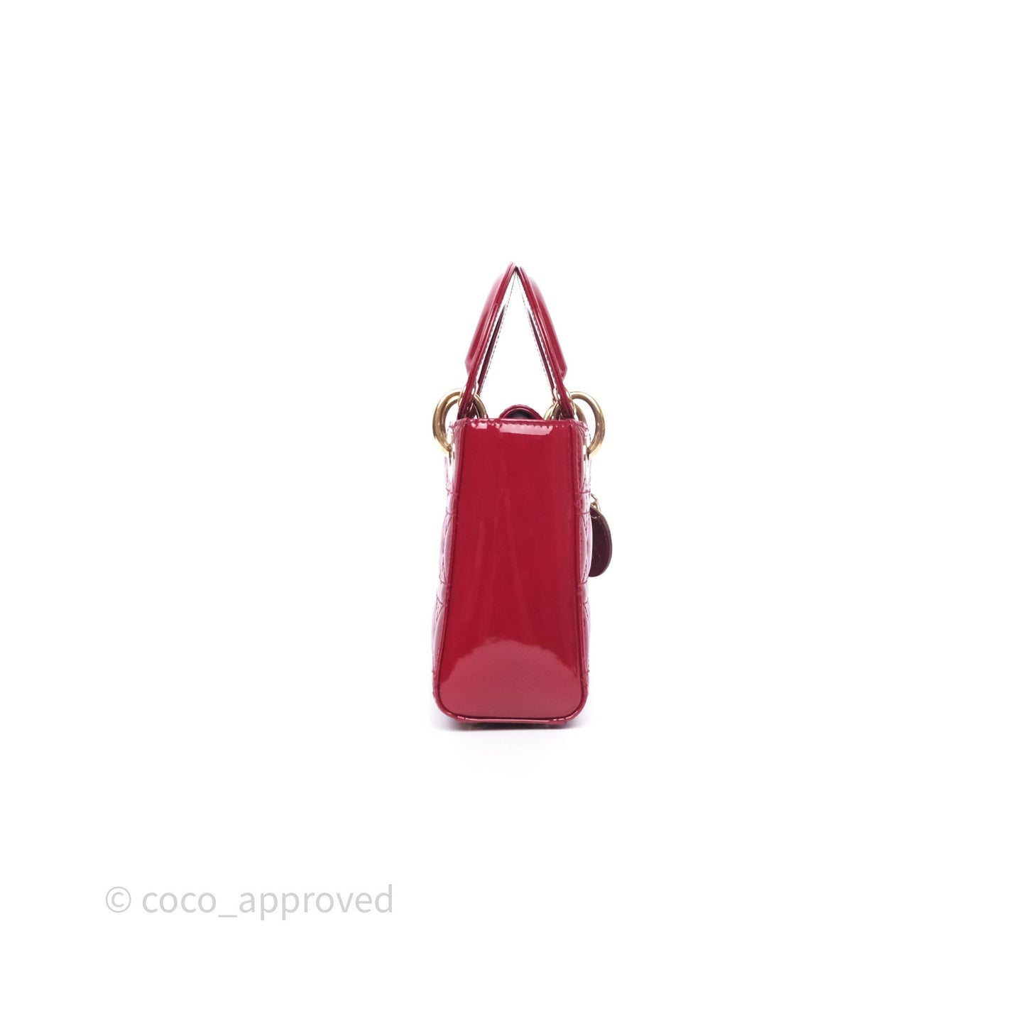 Dior Mini Lady Dior Red Cannage Patent Gold Hardware