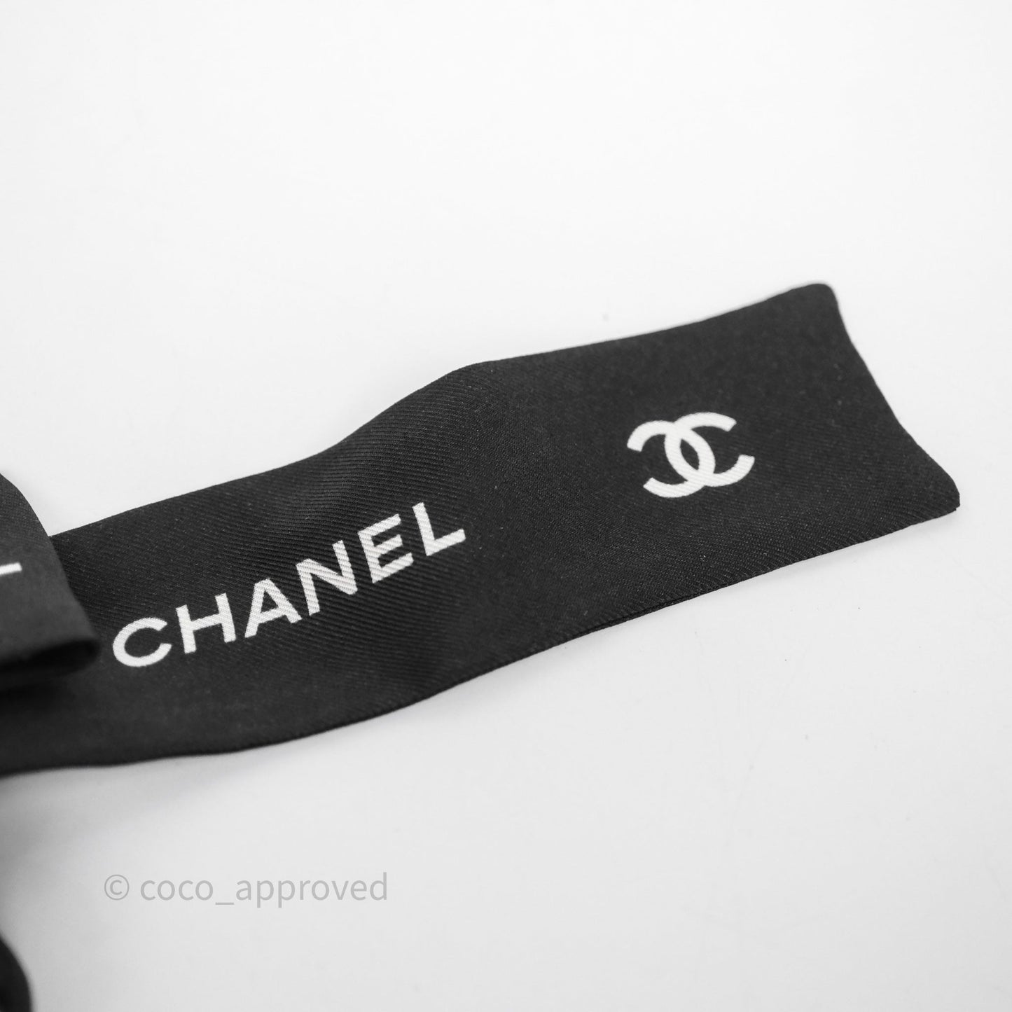 Chanel Logo Bow Silk Hair Accessory Black