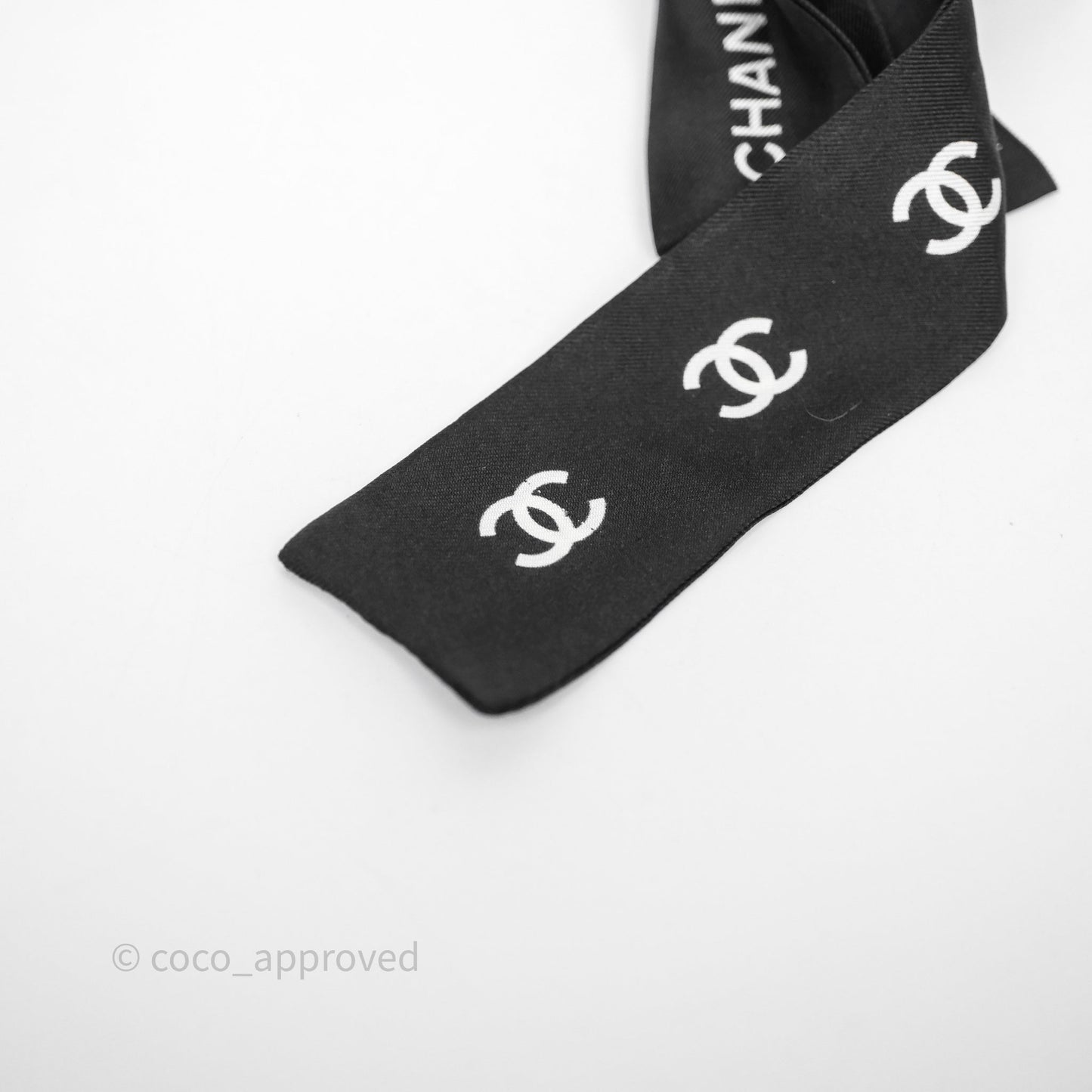 Chanel Logo Bow Silk Hair Accessory Black