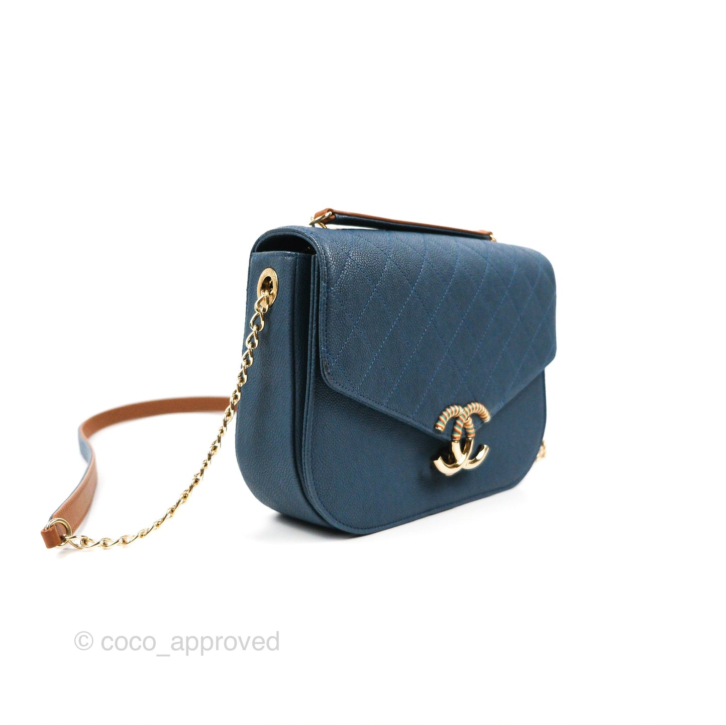 Chanel Medium CC Cuba Flap Bag Blue Caviar Silver Hardware