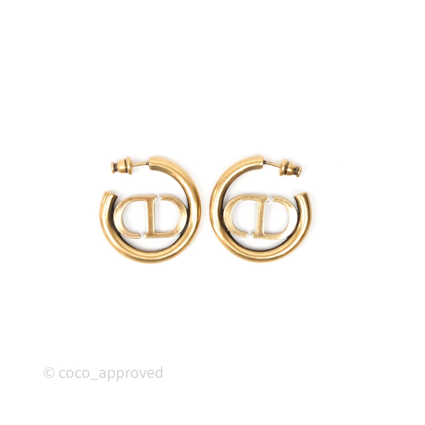 Christian Dior 30 Montaigne Crystal Hoop Earrings Gold Tone
