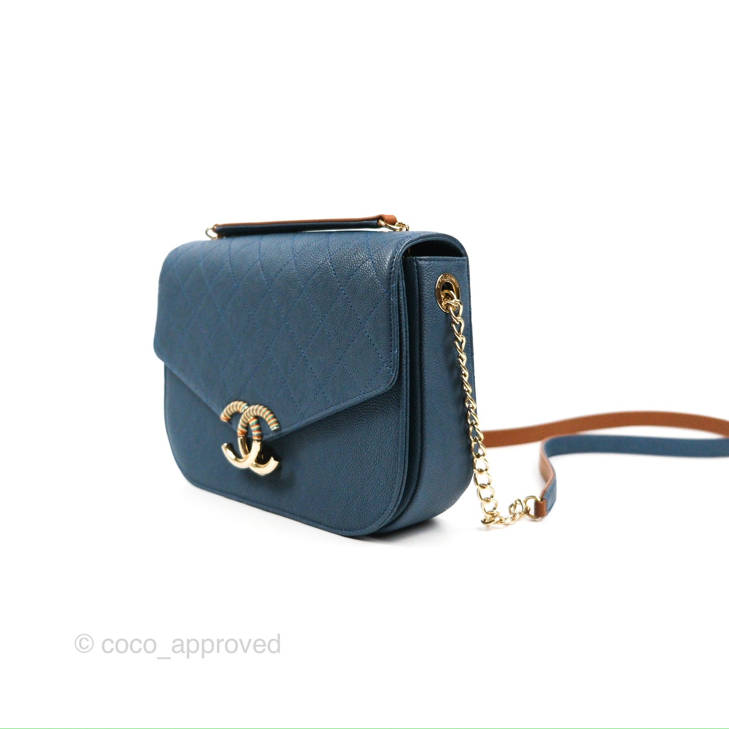 Chanel Medium CC Cuba Flap Bag Blue Caviar Silver Hardware
