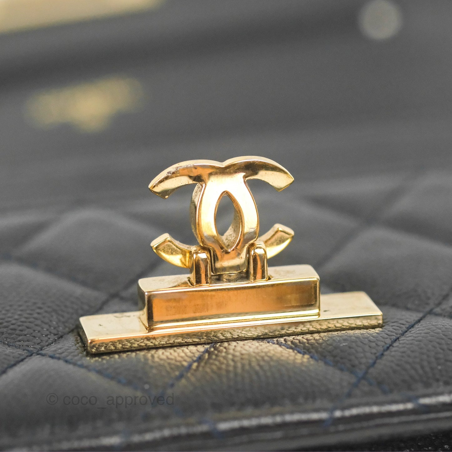 Chanel Golden Class Wallet on Chain WOC Black Caviar Gold Hardware