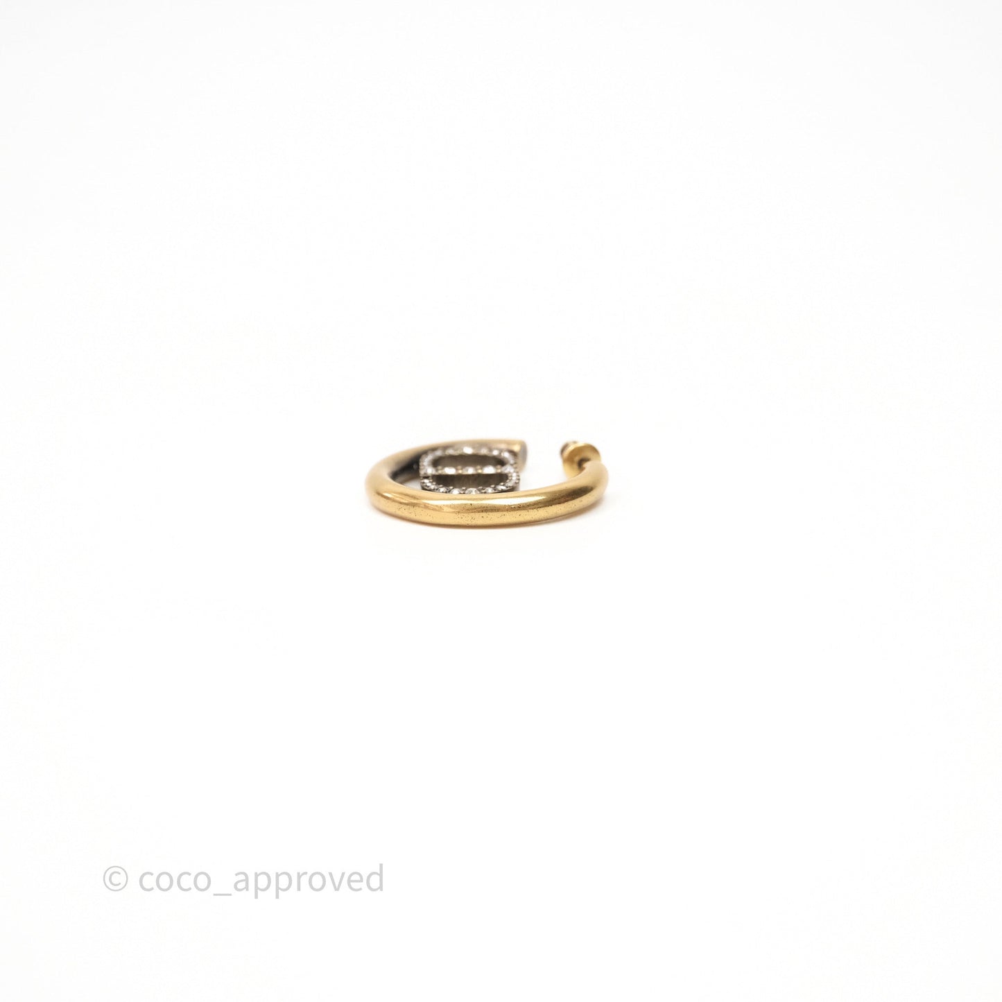 Christian Dior 30 Montaigne Crystal Hoop Earrings Gold Tone