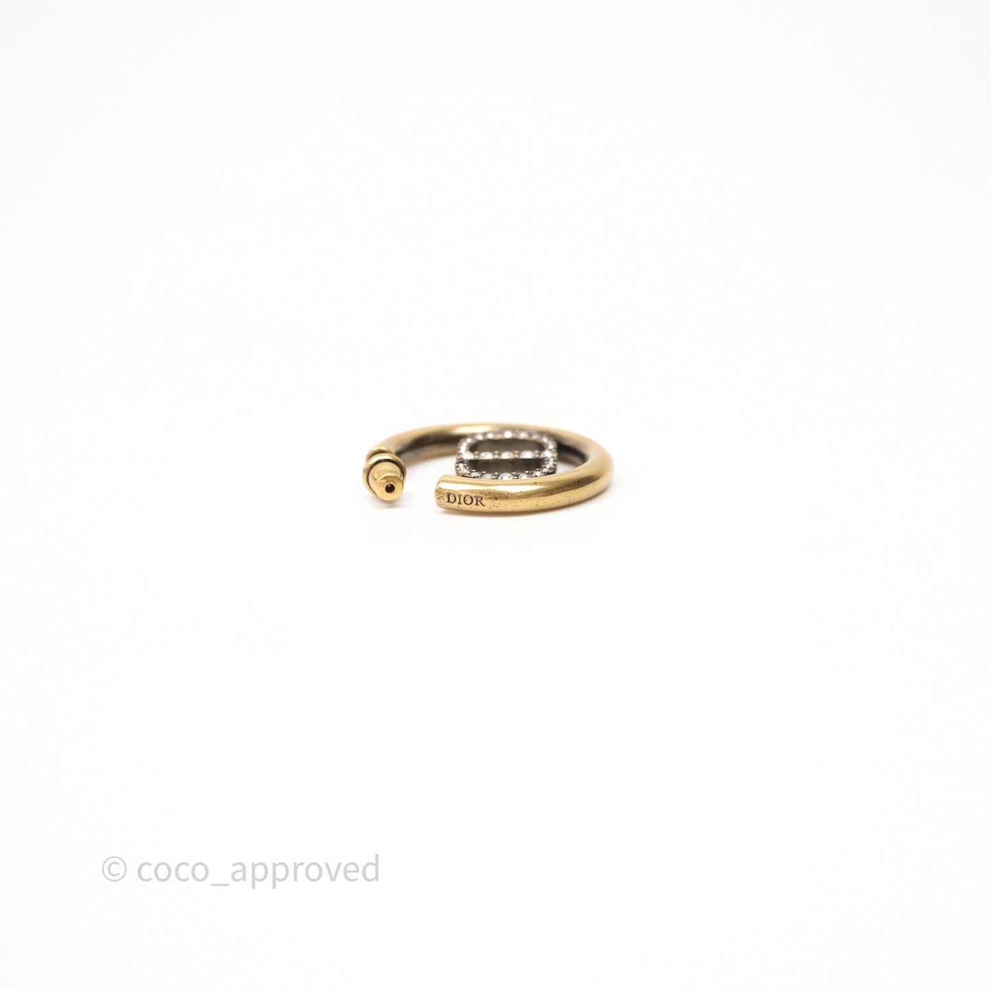 Christian Dior 30 Montaigne Crystal Hoop Earrings Gold Tone