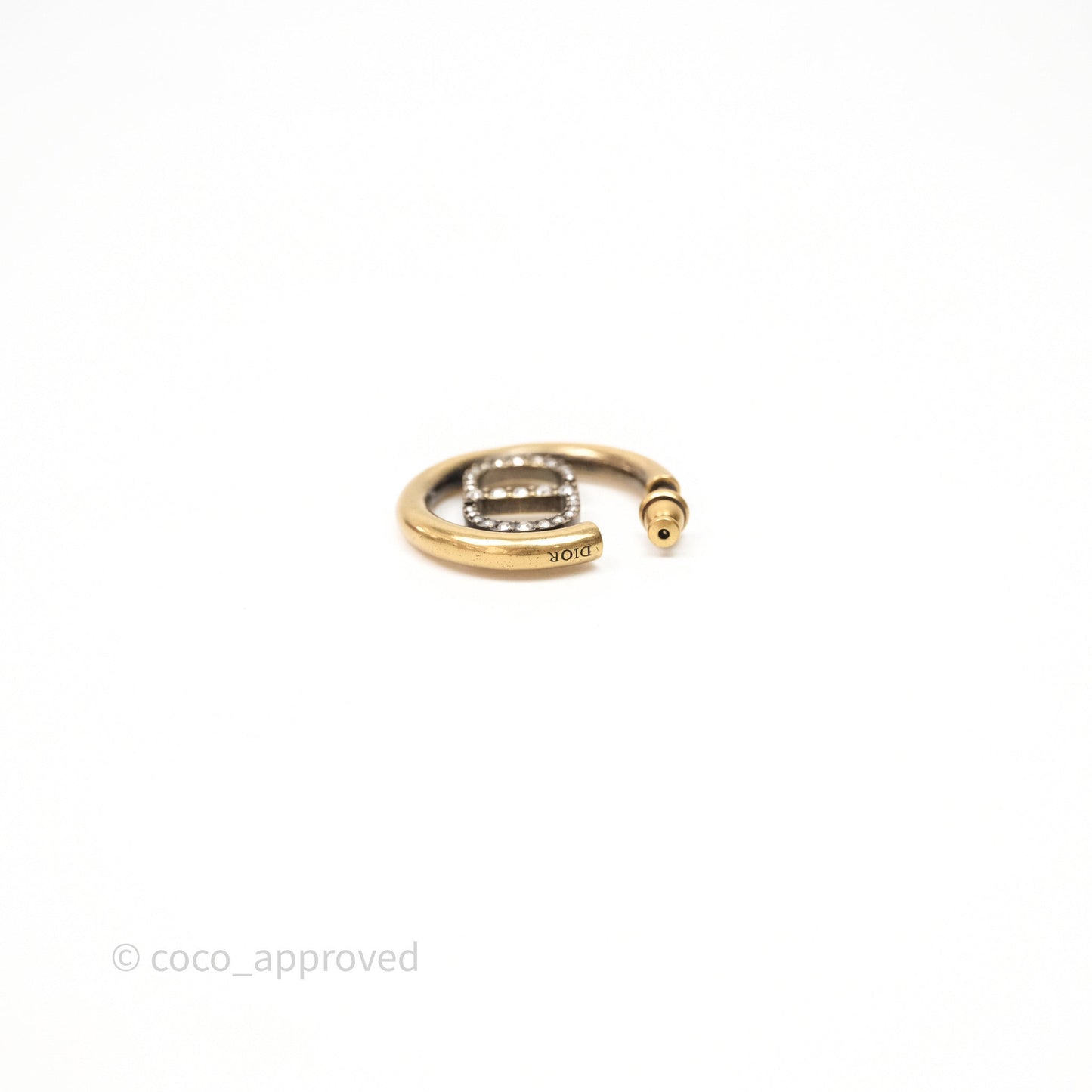 Christian Dior 30 Montaigne Crystal Hoop Earrings Gold Tone