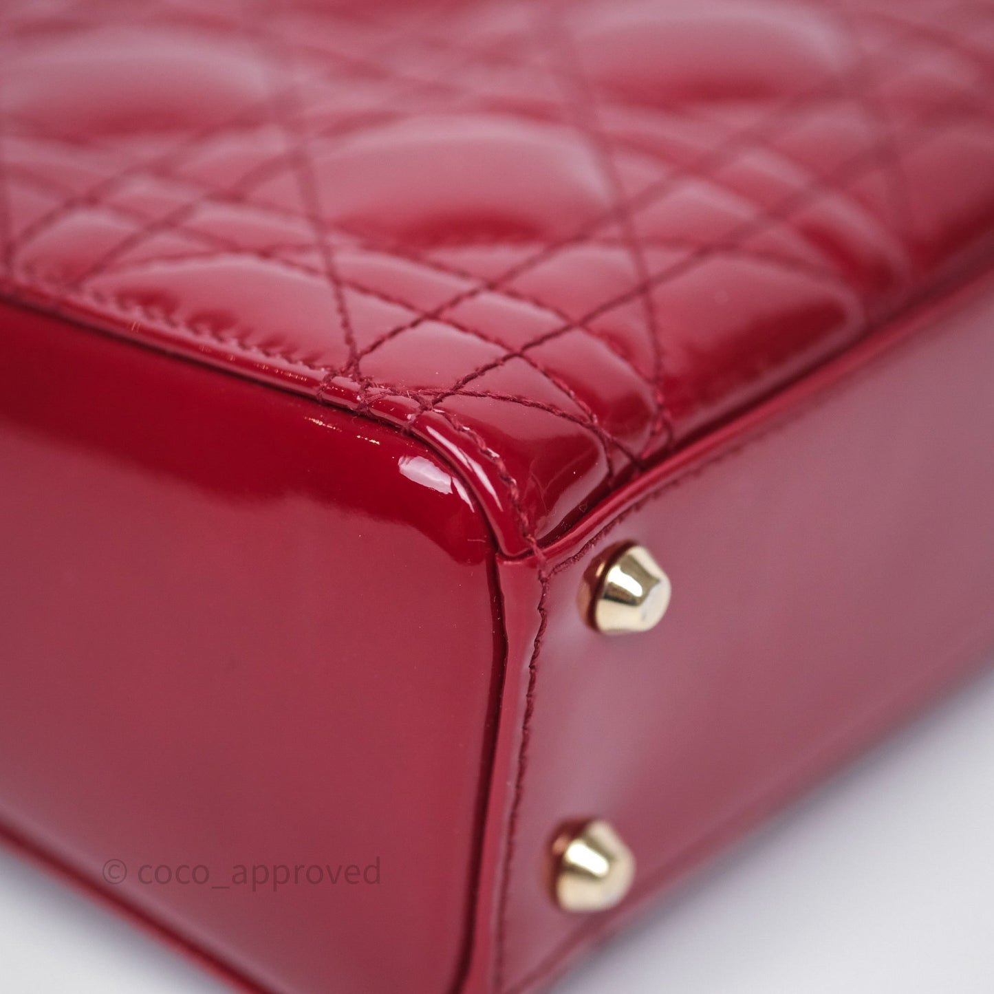 Dior Mini Lady Dior Red Cannage Patent Gold Hardware