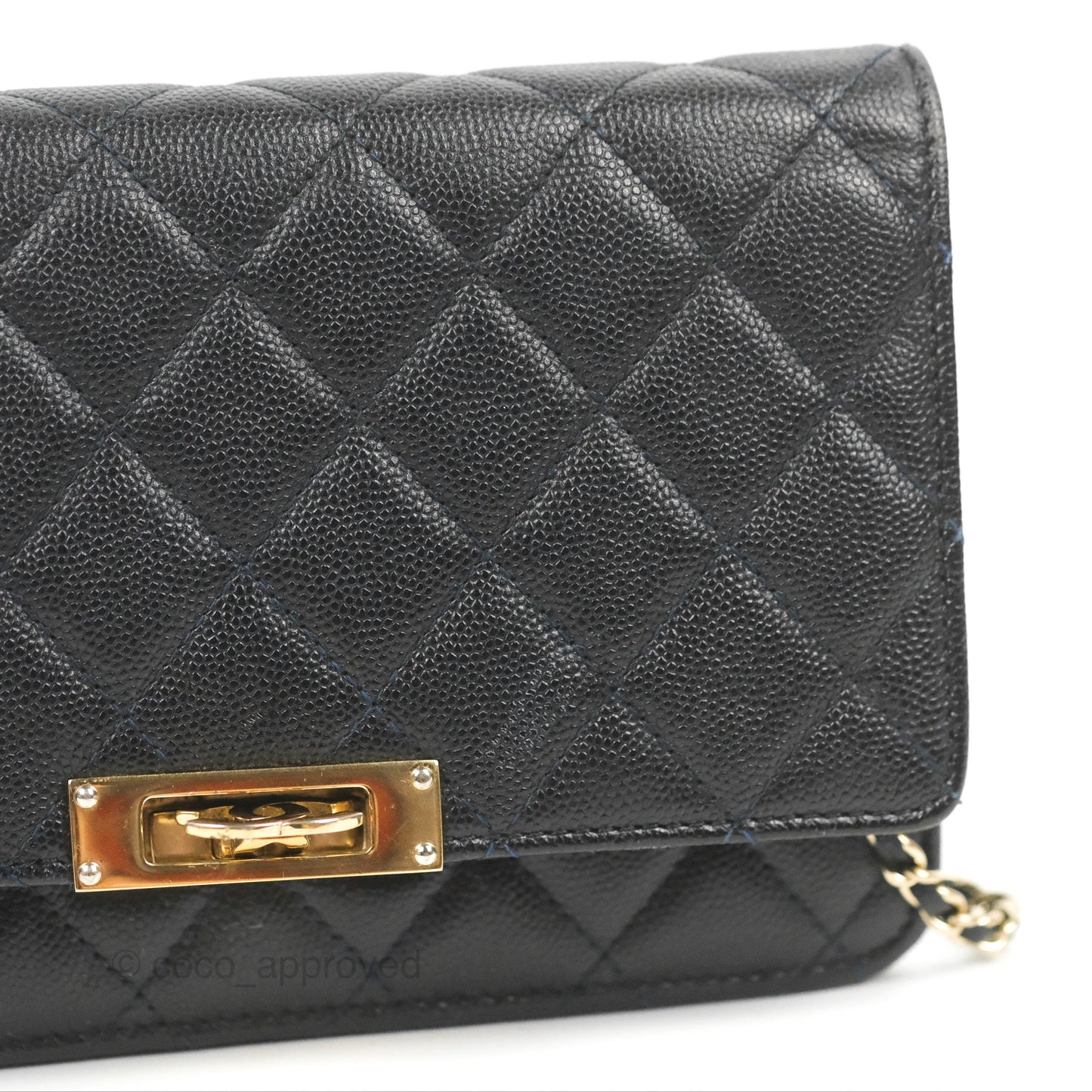 Chanel Golden Class Wallet on Chain WOC Black Caviar Gold Hardware