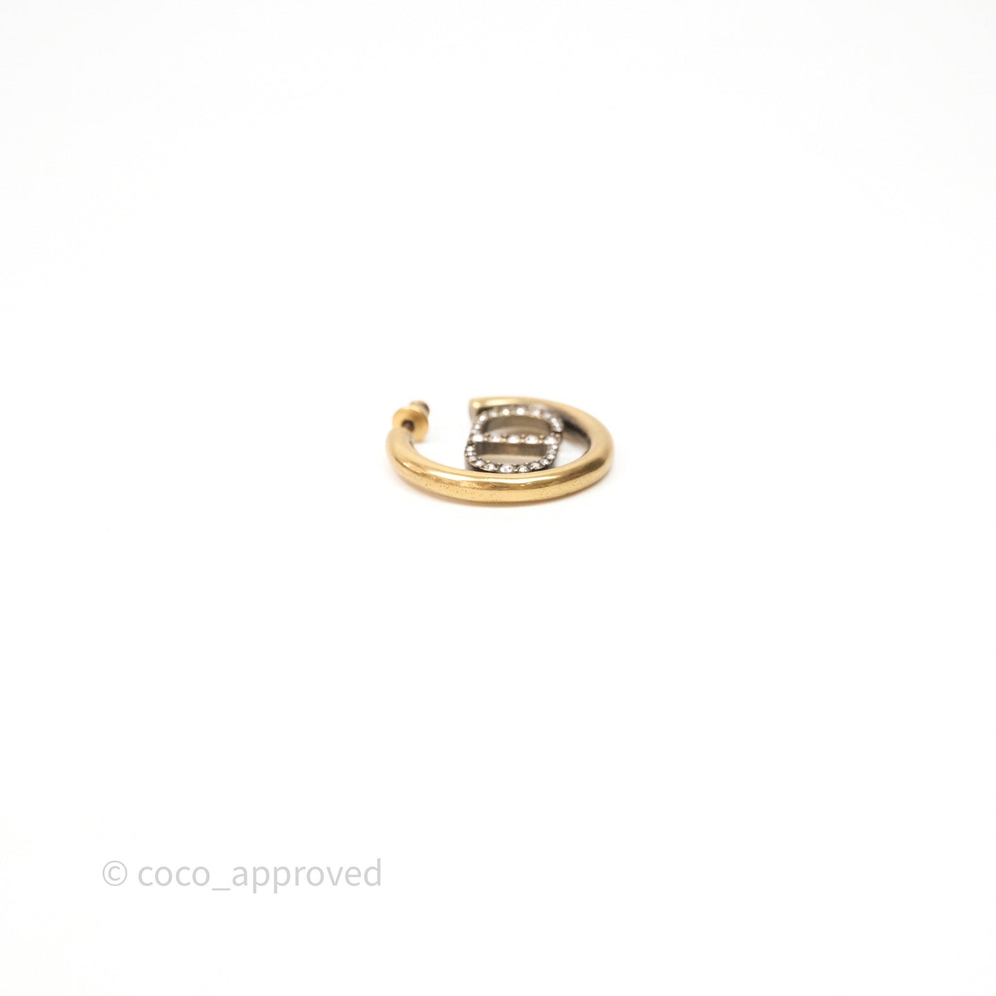 Christian Dior 30 Montaigne Crystal Hoop Earrings Gold Tone