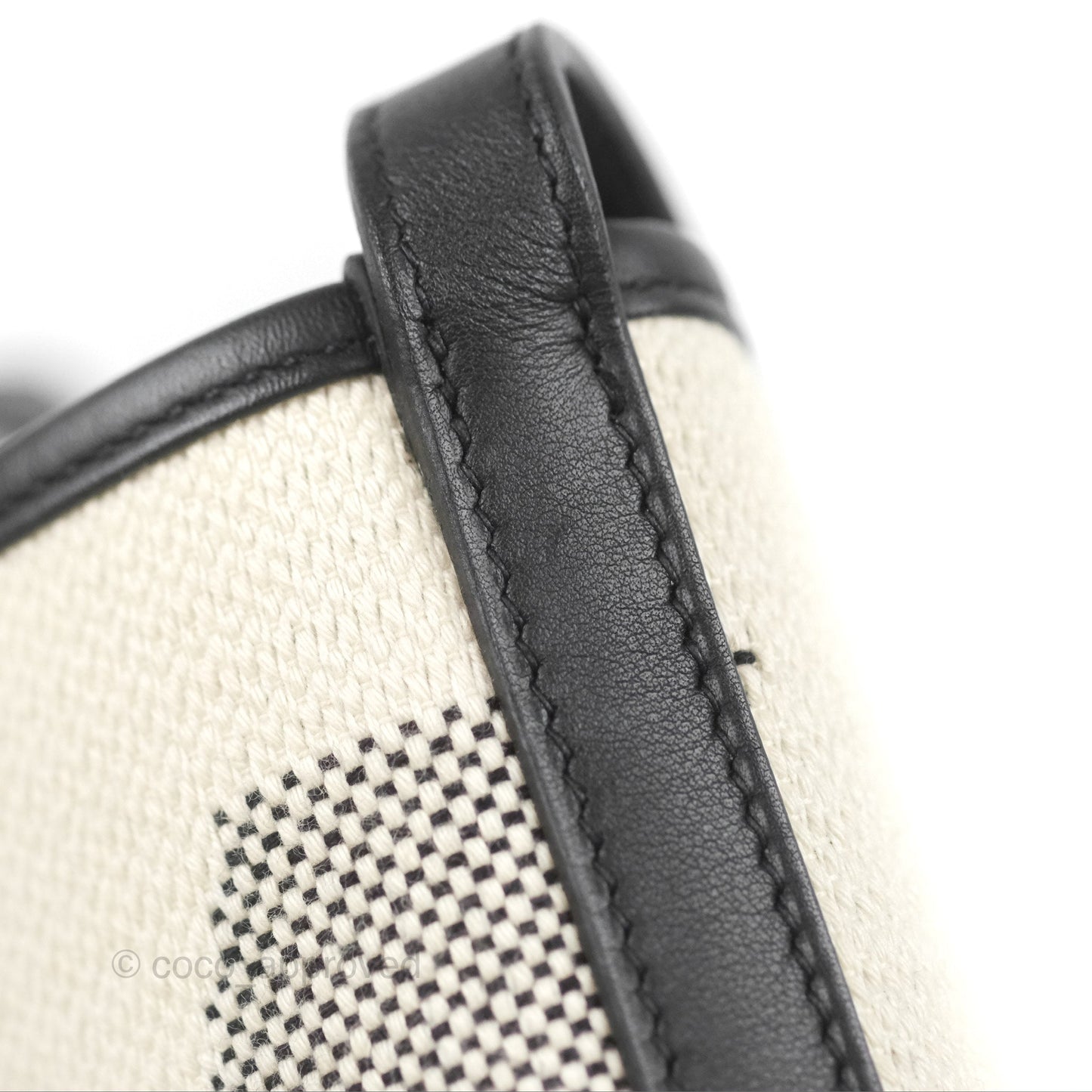 Hermes Cabas H En Biais 27 Black/Ecru Canvas