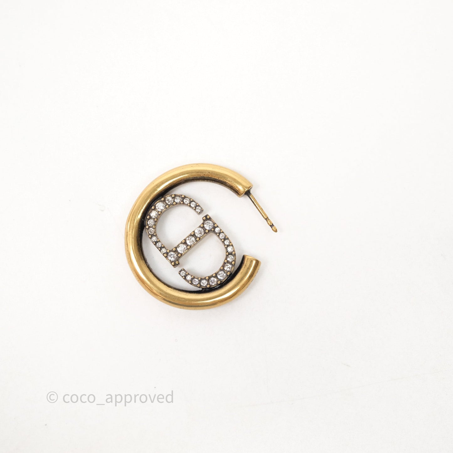 Christian Dior 30 Montaigne Crystal Hoop Earrings Gold Tone