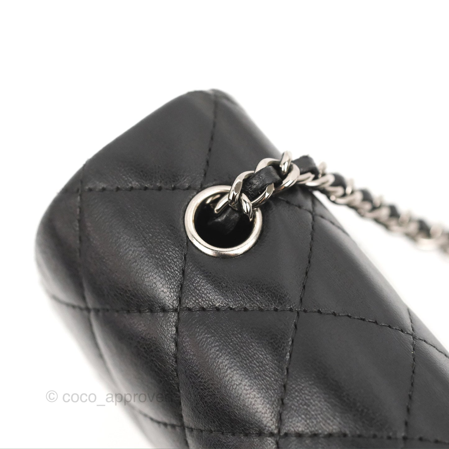 Chanel Quilted Extra Mini Rectangular Flap Black Calfskin Silver Hardware