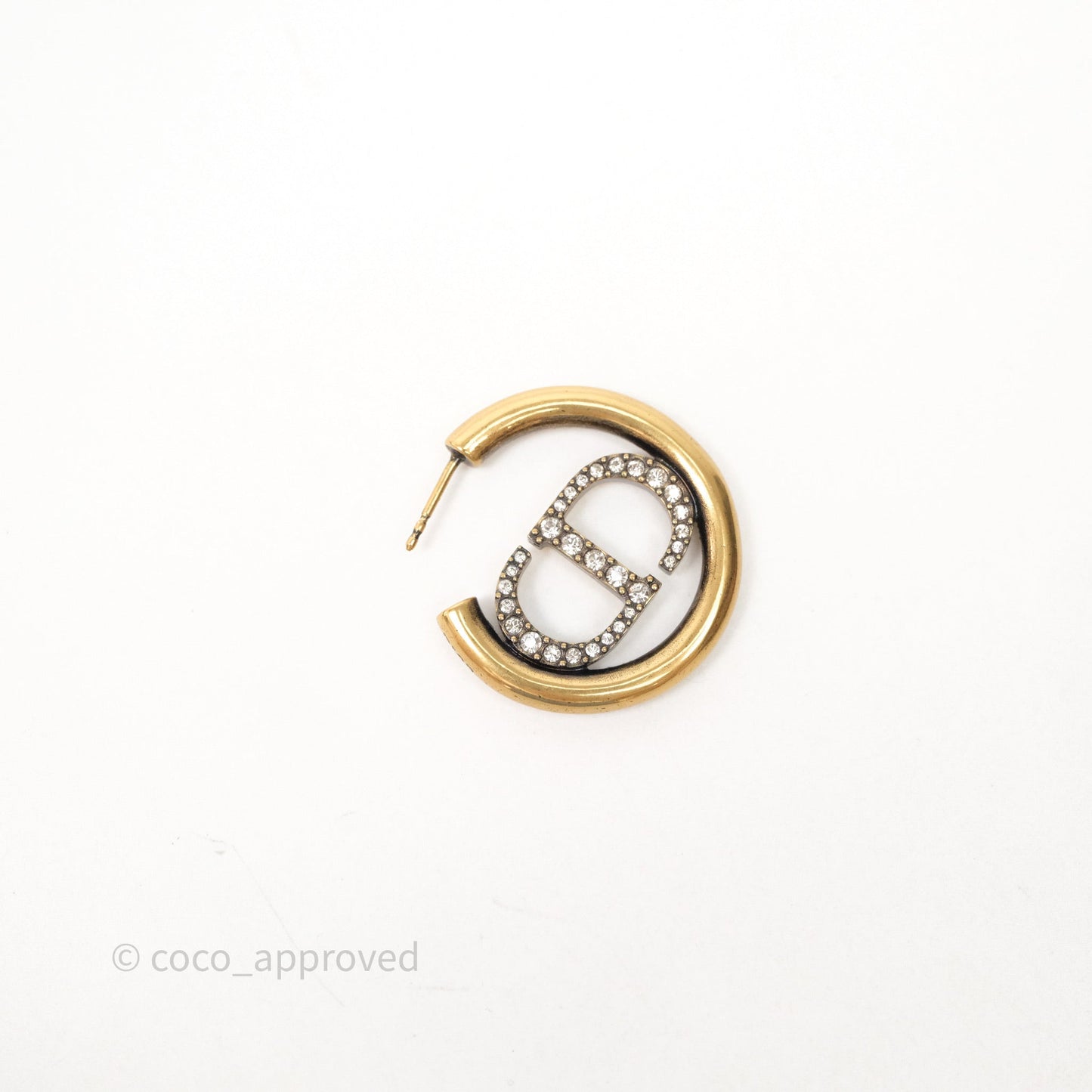 Christian Dior 30 Montaigne Crystal Hoop Earrings Gold Tone