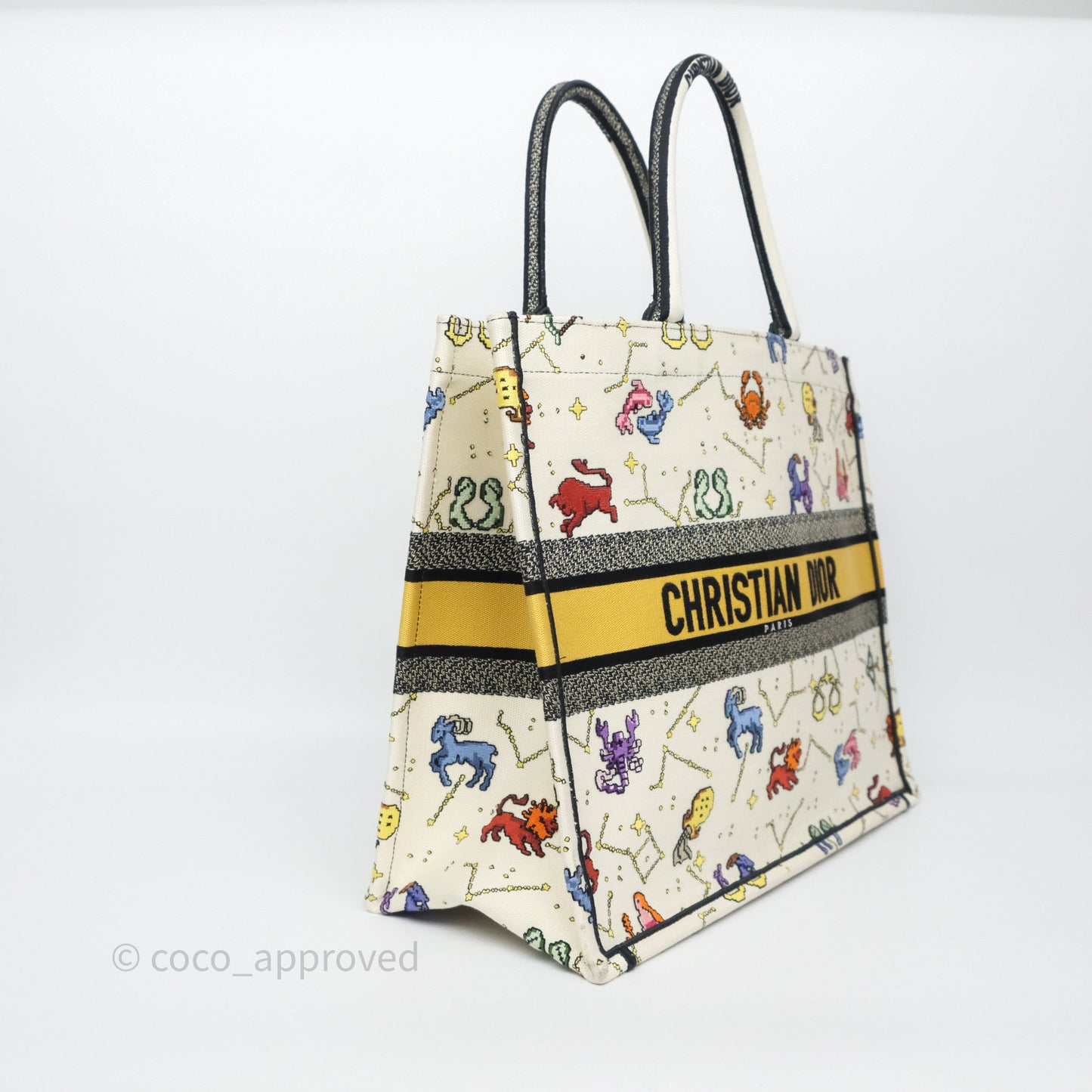 Christian Dior Large Pixel Zodiac Book Tote Bag White