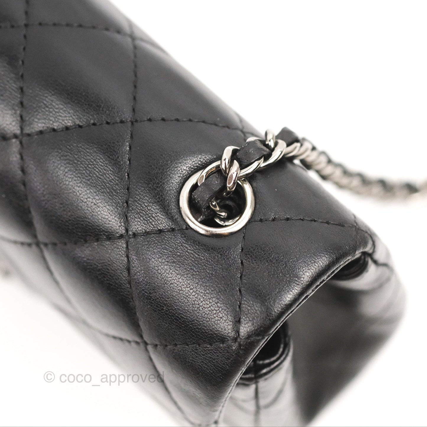 Chanel Quilted Extra Mini Rectangular Flap Black Calfskin Silver Hardware