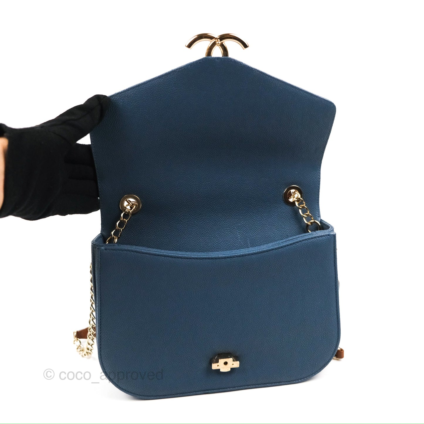 Chanel Medium CC Cuba Flap Bag Blue Caviar Silver Hardware