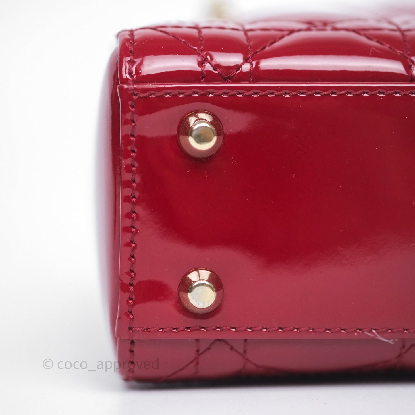 Dior Mini Lady Dior Red Cannage Patent Gold Hardware