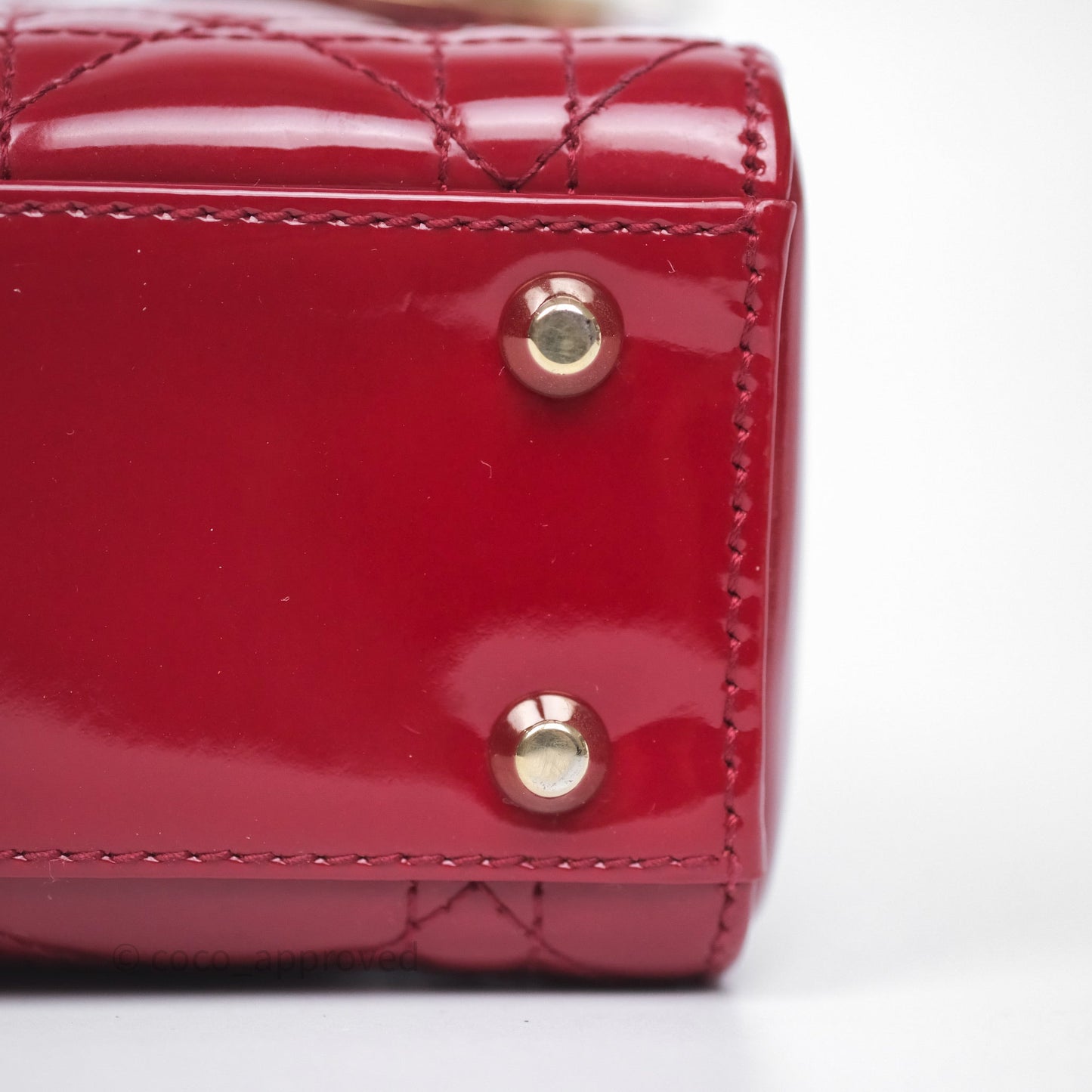 Dior Mini Lady Dior Red Cannage Patent Gold Hardware